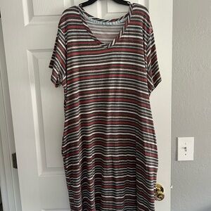 Striped V-Neck Dress